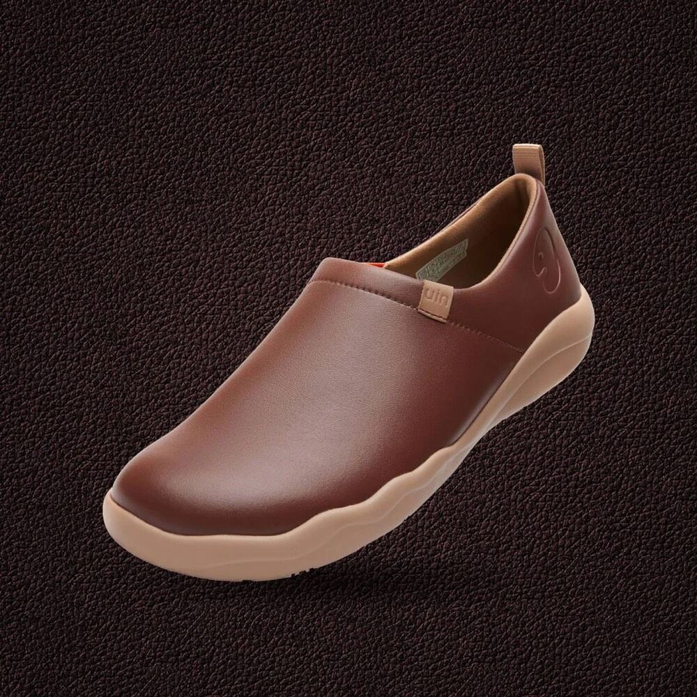 UIN Men's Travel Walking Shoes Slip On Casual Sneaker (BROWN TOLEDO II ) No Box - Picture 2 of 8